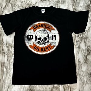 Brantley Gilbert Black Graphic Concert Tee Shirt 2012 Hell On Wheels Tour Skull